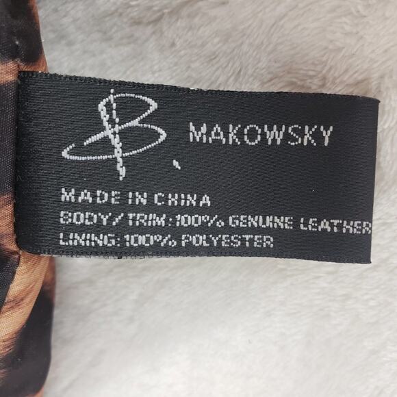 B. Makowsky Large Shoulder Bag Copenhagen Leather Mixed Media Beige Black Cream - Picture 11 of 11